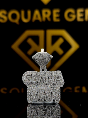 The GemKing Round Moissanite Hip Hop Pendant features a 1.65 Ct VVS1 Moissanite diamond in 925 sterling silver