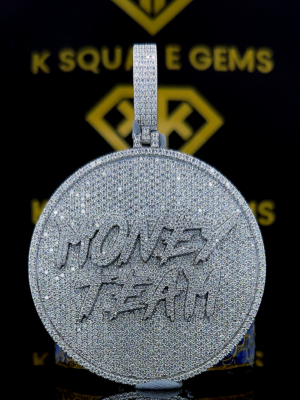 RichRound 27.00 Ct VVS1 Moissanite Custom Pendant in 925 Sterling Silver radiates luxury and brilliance, offering bold customization and premium craftsmanship for a unique, high-end statement piece.