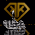 The SparkLit Round Moissanite Hip Hop Pendant features a 1.18 Ct VVS1 Moissanite diamond in 925 sterling silver