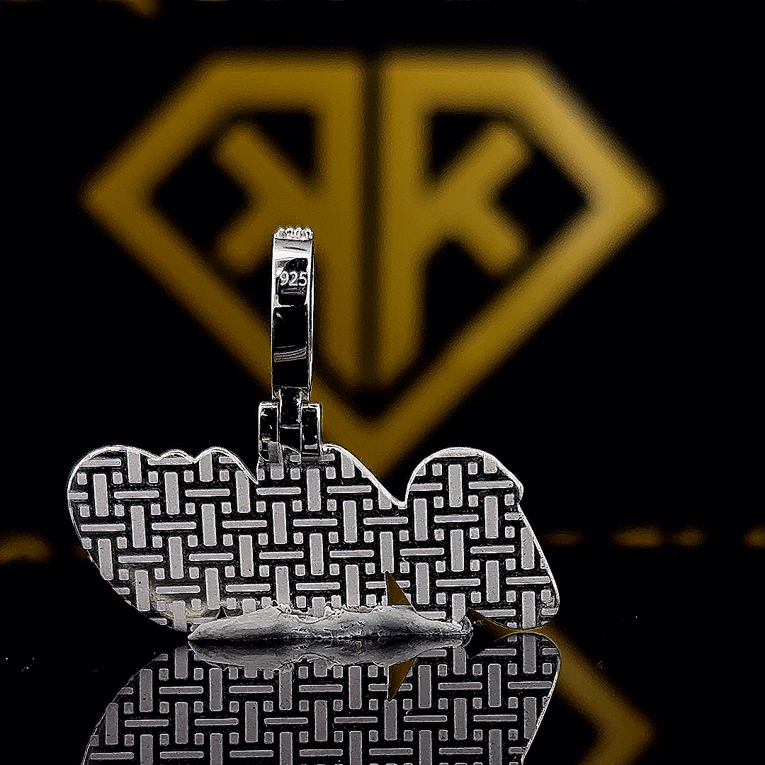 The SparkLit Round Moissanite Hip Hop Pendant features a 1.18 Ct VVS1 Moissanite diamond in 925 sterling silver