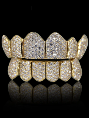 Custom 925 Sterling Silver Hip Hop Fine Piercing Jewelry featuring 6 VVS1 Clarity Cut Diamonds and Fully Iced Moissanite Grillz