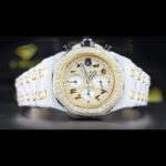 AP Royal Oak Offshore Arabic Chronograph Pave Dial Two Tone Yellow Gold Moissanite Watch