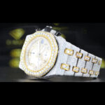 AP Chronograph Arabic Dial Moissanite Diamond Watch Left Profile View