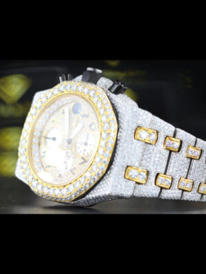 AP Chronograph Arabic Dial Moissanite Diamond Watch Left Profile View