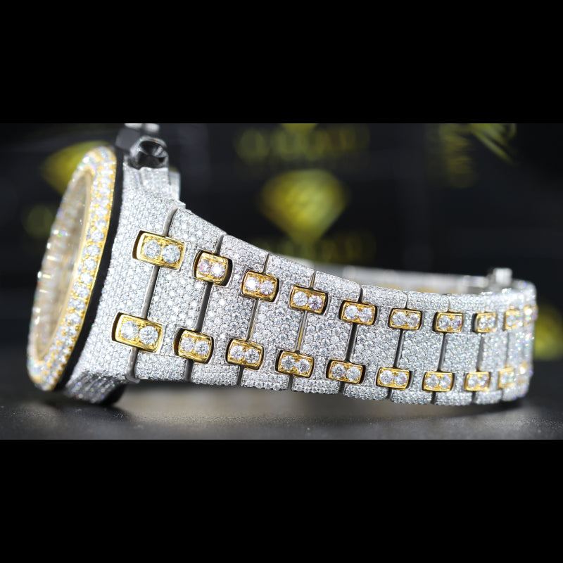 AP Chronograph Arabic Dial Moissanite Diamond Watch Left Side View