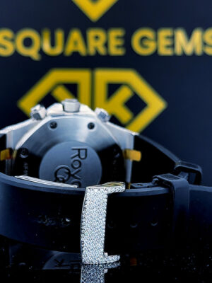 AP Chronograph Royal Oak Silicone Strap Moissanite Diamond Watch Back View