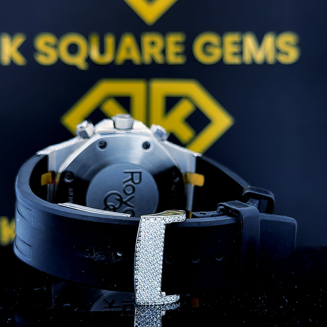 AP Chronograph Silicone Strap Moissanite Diamond Watch Back View