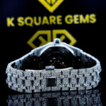 AP Royal Oak Blue Arabic Dial Iced Out Moissanite Diamond Watch Back Side View