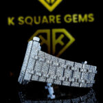 AP Royal Oak Blue Arabic Dial Iced Out Moissanite Diamond Watch Left Side View