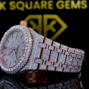 AP Royal Oak Style Two Tone Rose Gold Moissanite Diamond Left Profile View
