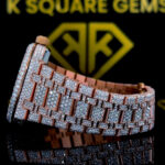 AP Royal Oak Style Two Tone Rose Gold Moissanite Diamond Left Side Bracelet View