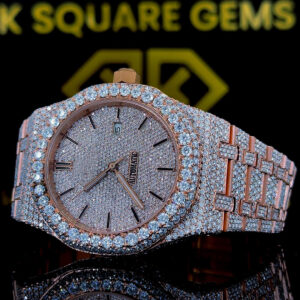 AP Royal Oak Style Two Tone Rose Gold Moissanite Diamond Watch Front View