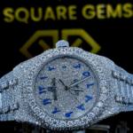 Arabic Numeral AP Full Iced Out Moissanite Diamond Watch Front Close View