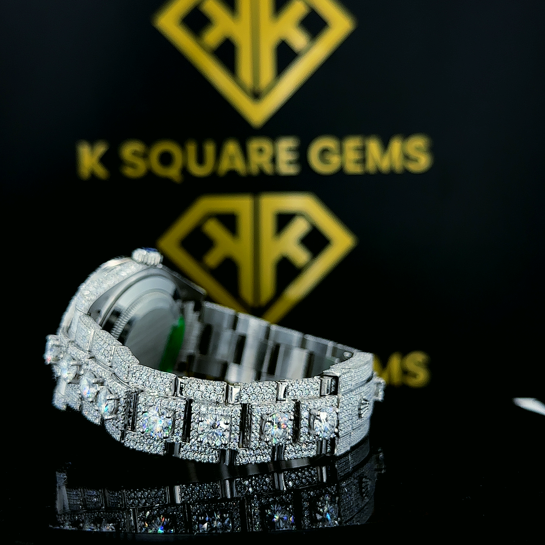 Clasp view of Bust Down White Dial Rolex Datejust Moissanite Diamond Watch
