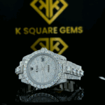 Front view of Bust Down White Dial Rolex Datejust Moissanite Diamond Watch