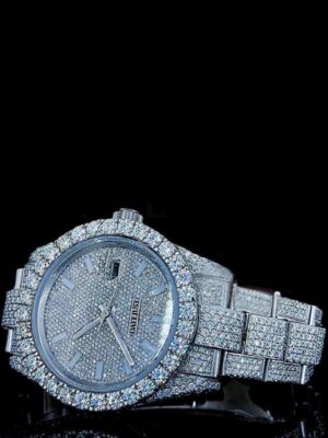 Datejust Rolex Full Iced Out Moissanite Diamond Watch Side View