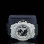 Iced Out AP Offshore Black Rubber Moissanite Diamond Watch Face View