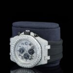 Iced Out AP Offshore Black Rubber Moissanite Diamond Watch Left View