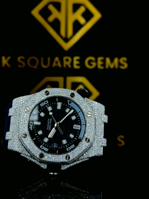 AP Royal Oak Offshore Diver Dial Black Rubber Strap Moissanite Watch