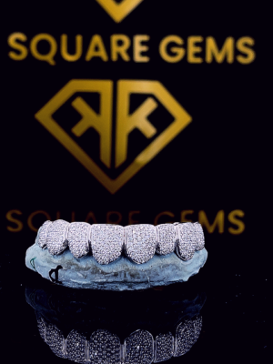 Custom Hip Hop Jewelry Teeth Down 8 925 Sterling Silver VVS Clarity Round Cut Diamond Fully Iced Out Moissanite Grillz