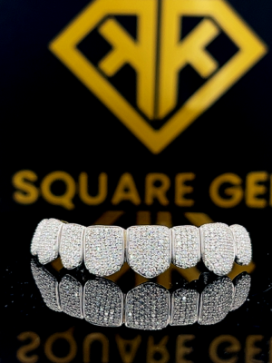 925 Sterling silver moissanite dental 8 custom teeth grillz for men women hot selling fashionable hip hop jewelry wholesale