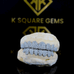 Custom 925 Sterling Silver Hip Hop Fine Piercing Jewelry featuring 6 VVS1 Clarity Cut Diamonds and Fully Iced Moissanite Grillz.
