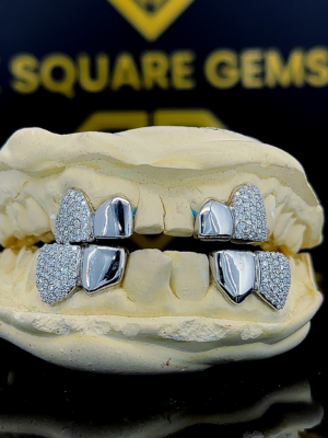 Fine Jewelry Custom Iced Out Hip Hop Jewelry 925 Sterling Silver VVS Moissanite Diamond Grillz For Teeth
