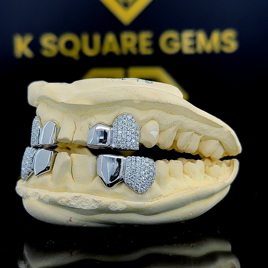 Fine Jewelry Custom Iced Out Hip Hop Jewelry 925 Sterling Silver VVS Moissanite Diamond Grillz For Teeth