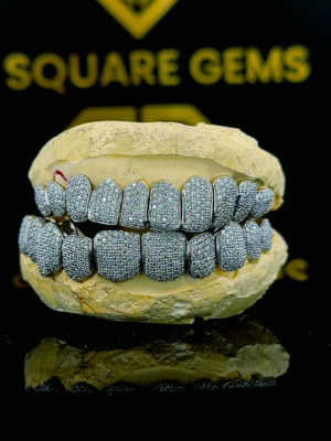 Top 8 bottom 8 hip hop fully iced out dental custom made high quality vvs moissanite 925 Sterling Silver grillz for men women