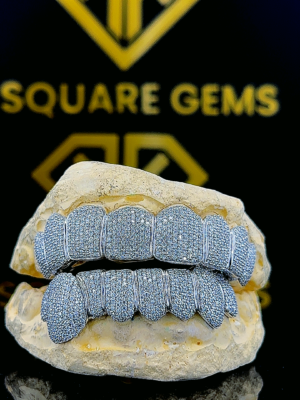 Custom Hip Hop Iced out 925 Sterling Silver VVS Moissanite Diamond Grillz Gold Plated Jewelry with Sparkling Pass Diamond Tester
