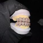 Custom fashion wholesale Top 8 bottom 8 tooth grillz for women in vvs clarity designer jewlery 14 kt moissanite diamonds