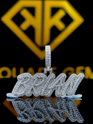 LuxePop 1.23 Carat Round VVS1 Moissanite Custom Latter Hip Hop Pendant 925 Sterling Silver