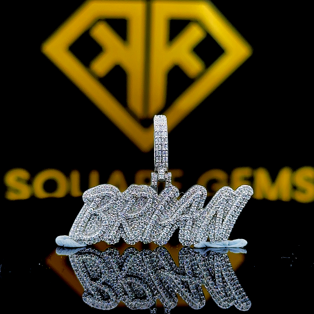 LuxePop 1.23 Carat Round VVS1 Moissanite Custom Latter Hip Hop Pendant 925 Sterling Silver