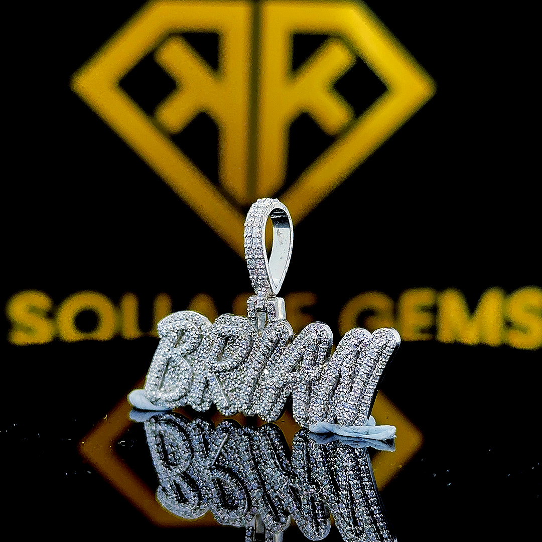LuxePop 1.23 Carat Round VVS1 Moissanite Custom Latter Hip Hop Pendant 925 Sterling Silver