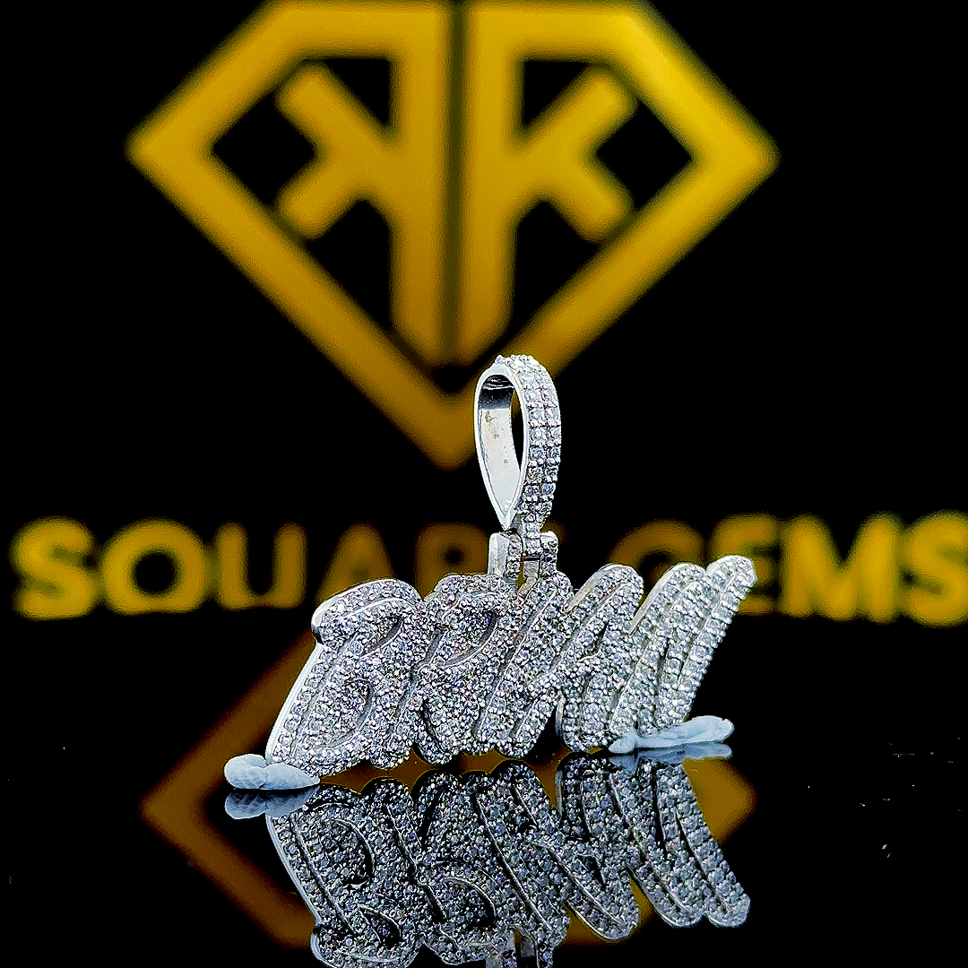 LuxePop 1.23 Carat Round VVS1 Moissanite Custom Latter Hip Hop Pendant 925 Sterling Silver