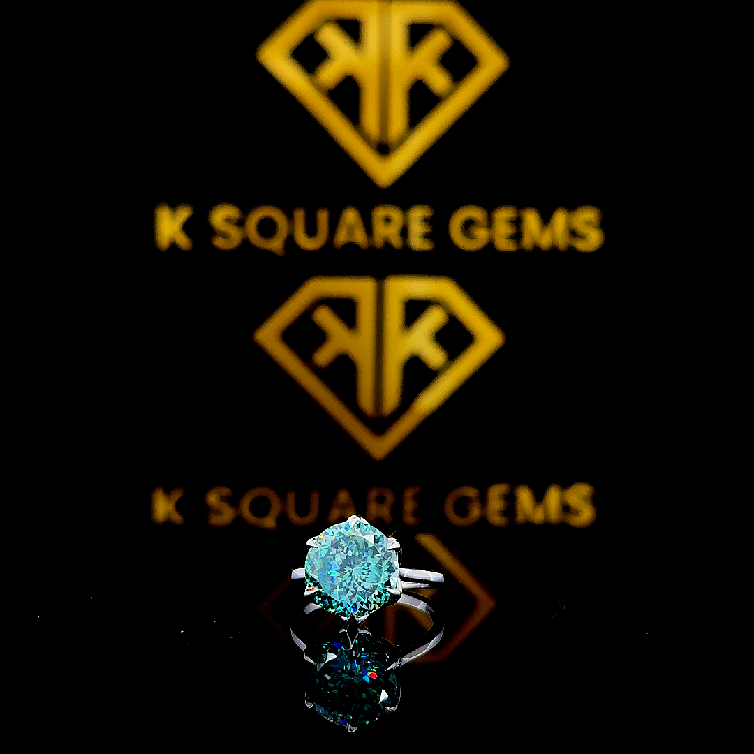 7.70 CT Antique Portuguese Cut Blue Moissanite Engagement Ring