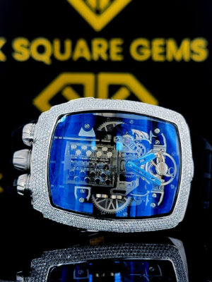Jacob & Co Epic X Skeleton Mechanical Dial Blue Tone Moissanite Watch