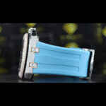 Moissanite Iced Out AP Style Chronograph Blue Rubber Starp Watch Band View