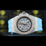 AP Royal Oak Offshore Chronograph Dial Sky Blue Rubber Strap Moissanite Watch
