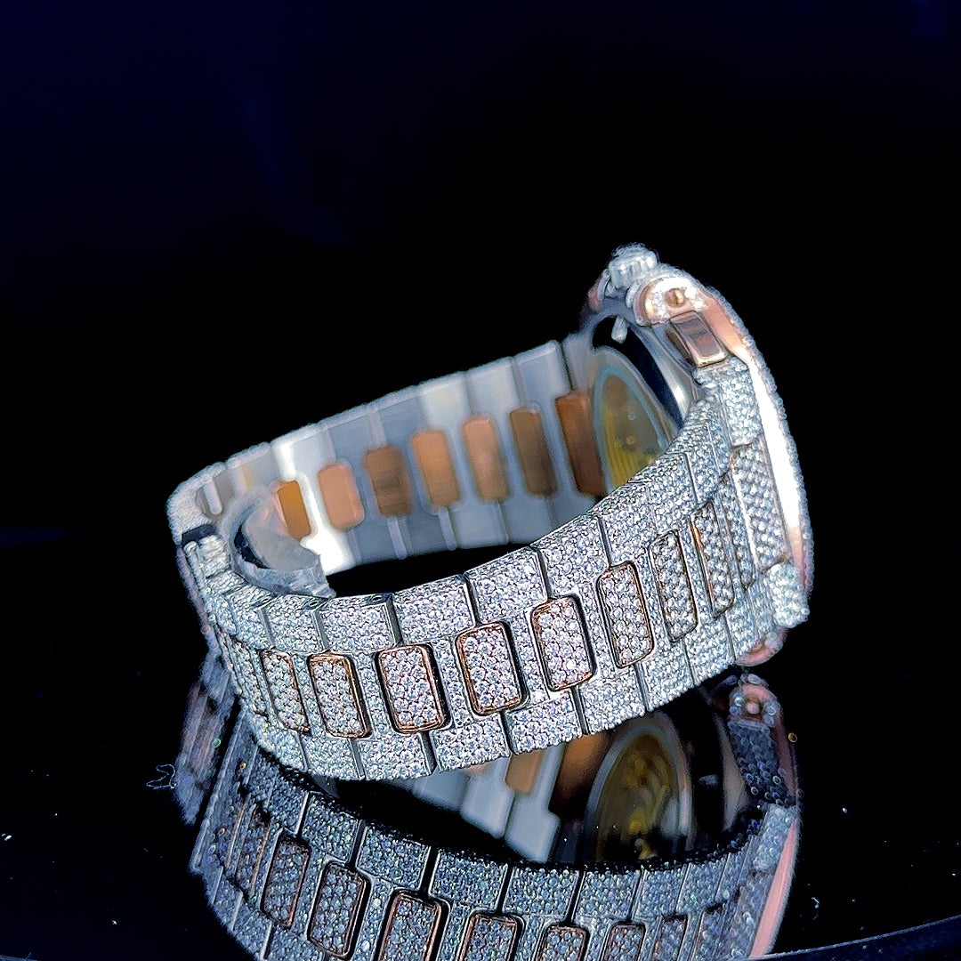 Patek Philippe Nautilus Chronograph Moissanite Diamond Watch Bracelet View 2