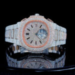 Patek Philippe Nautilus Chronograph Moissanite Diamond Watch Front View