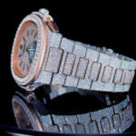 Patek Philippe Nautilus Chronograph Moissanite Diamond Watch Left Profile Close Up View