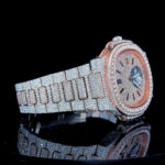 Patek Philippe Nautilus Chronograph Moissanite Diamond Watch Right Profile View
