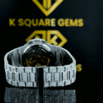 Patek Style Full Iced Out Moissanite Diamond Watch Back Side Bracelet View