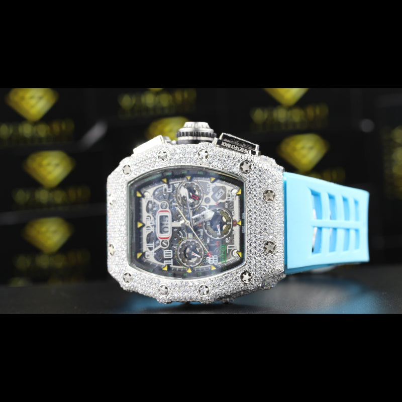 Richard Mille RM Chronograph Moissanite Diamond Watch Close Up Dial View