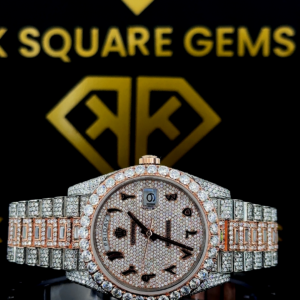 Front View of Rolex Day-Date Two Tone Moissanite Diamond President Watch