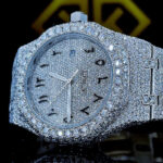 Royal Oak AP Arabic Numeral Iced Out Moissanite Diamond Watch Dial Close Up View