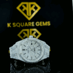 AP Royal Oak Stick Markers Pave Diamond Dial Fully Iced Out Moissanite Watch