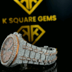 Royal Oak Offshore Two Tone Rose Gold Moissanite Diamond Watch Close Up Bracelet View