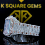 Santos Cartier Roamn Numeral Rose Gold Moissanite Diamond Watch Left Side Bracelet View-1